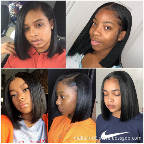 Wholesale Virgin Cuticle Aligned Hair 4X4 Lace Closure Bob Wig For Black Women Raw Peruvian Hair Lace Closure Wig